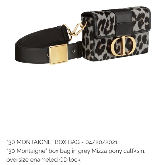 ❌SOLD❌DIOR 30 Montaigne Grey Mizza Pony Hair Calfskin Leather Box Bag - Picture 12 of 13